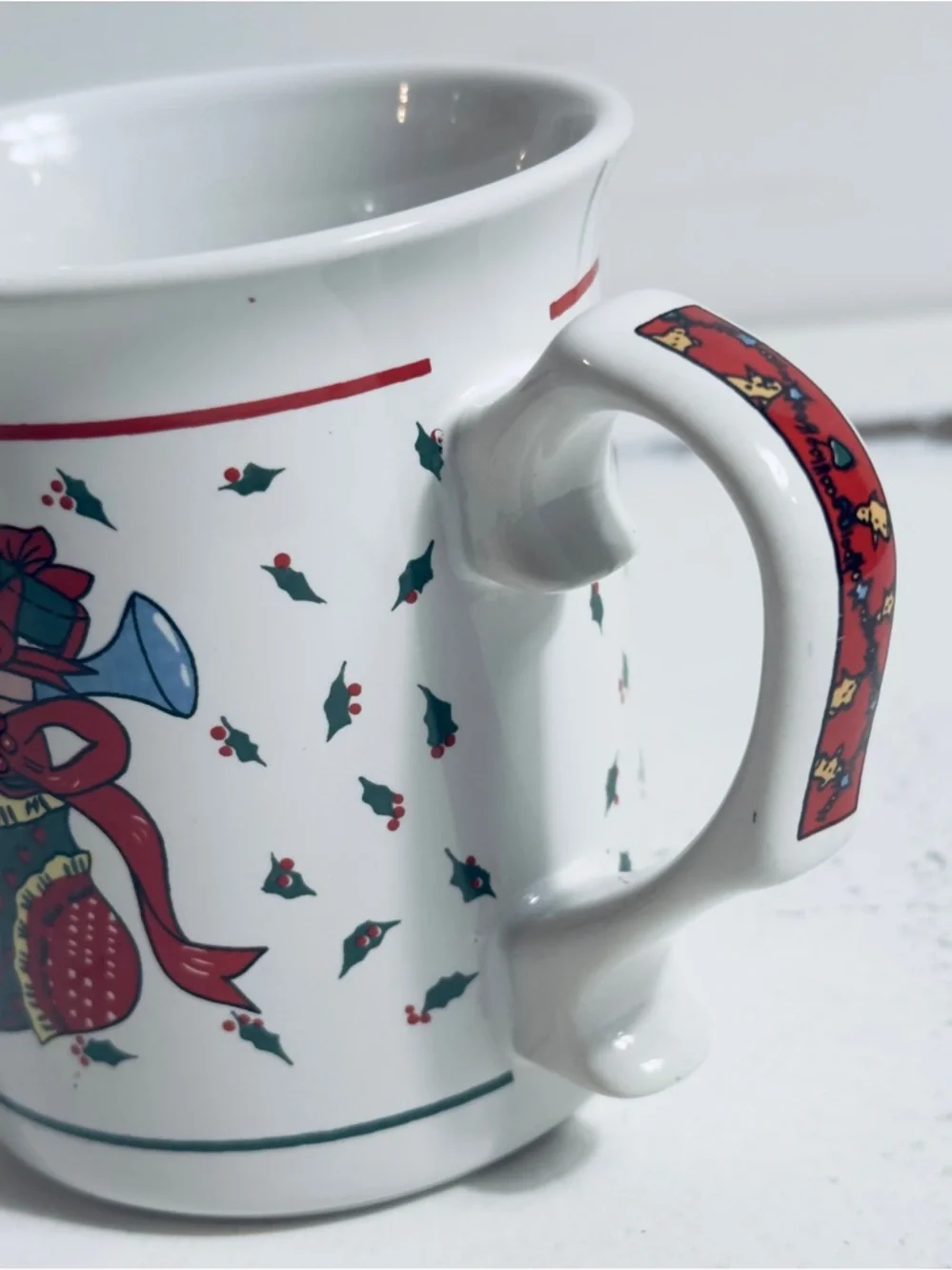 Vintage 80’s Christmas mug Festive Teddy Bear‎ Christmas Stocking Mug